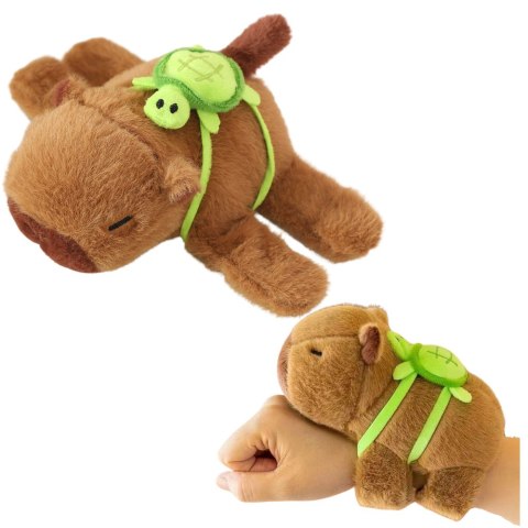 Pluszowa Kapibara Z Żółwiem Opaski Na Nadgarstek Rękę 2w1 Brązowa 18cm