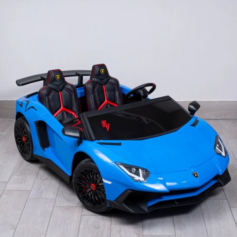 Wielkie dwuosobowe Lamborghini Aventador SV 2x200W 24V do 100kg Niebieski AUTKO XXL!