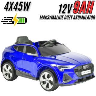 Auto na akumulator Audi E-Tron Sportback Niebieski lakierowany 4x4 12V 9Ah - POWIĘKSZONY AKUMULATOR