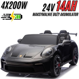 Auto na akumulator Porsche 911 GT3 24V 14Ah Czarny Lakierowany+ 4x200W MOCY + PILOT