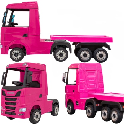 ZESTAW TIR Ciężarówka + Naczepa Scania R-SERIE 4x4W różowa