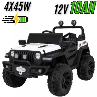 Duży JEEP Master Of Terain 4x4 + Kluczyki PILOT AKUMULATOR WALIZKA Biały