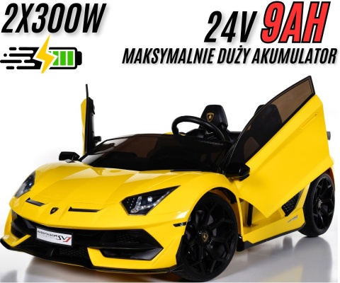 LICENCJONOWANY LAMBORGHINI AVENTADOR SVJ DLA 2 DZIECI, FUNKCJA DRIFTU MIĘKKIE SIEDZENIE, MIĘKKIE KOŁA/SX2028 2x300W