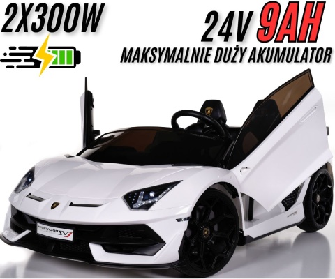LICENCJONOWANY LAMBORGHINI AVENTADOR SVJ DLA 2 DZIECI, FUNKCJA DRIFTU MIĘKKIE SIEDZENIE, MIĘKKIE KOŁA/SX2028 2x300W