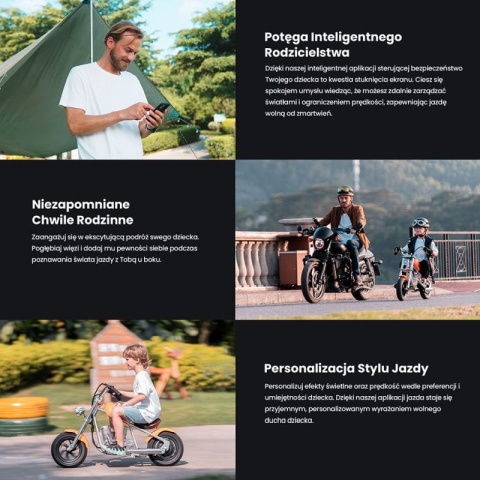 Motor CHOPPER Elektryczny Dla Dzieci HyperGoGo Cruiser 12 do 16km/h pomarańczowy