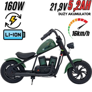 Motor CHOPPER Elektryczny Dla Dzieci HyperGoGo Cruiser 12 do 16km/h zielony