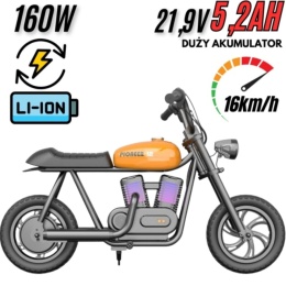 Motor CHOPPER Elektryczny Dla Dzieci HyperGoGo Cruiser 12 do 16km/h pomarańczowy