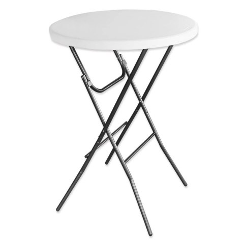 Stół Składany Z Blokadą Cateringowy Bankietowy Stolik Okrągły Biały 80x88cm