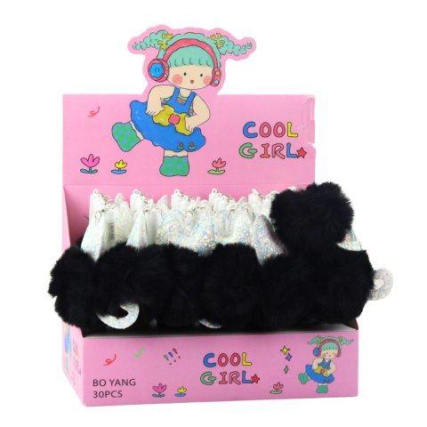 Długopis Żelowy Zatyczka Z Czarnym Pomponem Niebieski Tusz 17cm 0.5mm