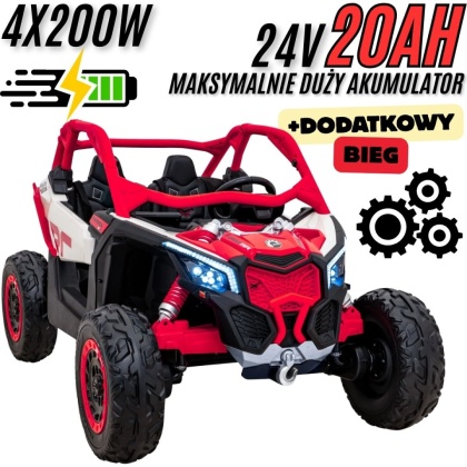 Pojazd Buggy CAN-AM Maverick 3 Turbo RR Czerwony 4x200 24V DK-CA001