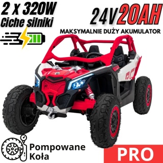 Buggy CAN-AM Maverick 3 PRO + Pompowane KOŁA auto na akumulator Czerwony 2x320W 24V DK-CA001