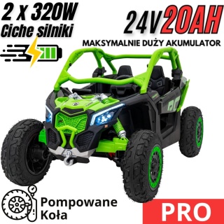 Buggy CAN-AM Maverick 3 PRO + Pompowane KOŁA auto na akumulator Zielony 2x320W 24V DK-CA001