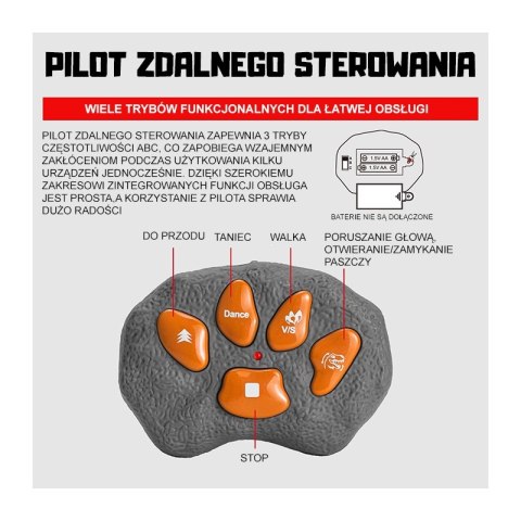WOOPIE Zdalnie Sterowany Dinozaur T-Rex Realistyczny Król Jurajski