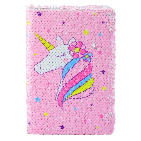 Zeszyt Notatnik W Linie Cekiny Dwukolorowe Jednorożec A5 80 Kartek