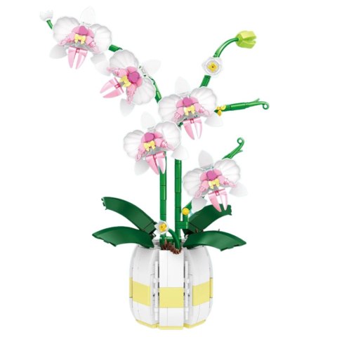 Klocki Konstrukcyjne Orchidea Storczyk W Doniczce Różowo-Biała 616 el.