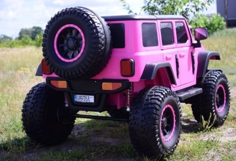 OLBRZYMI JEEP NA AKUMULATOR SPEED, SUPER RÓŻ, MIĘKKIE KOŁA, SIEDZENIE, APLIKACJA/DLS-X15A