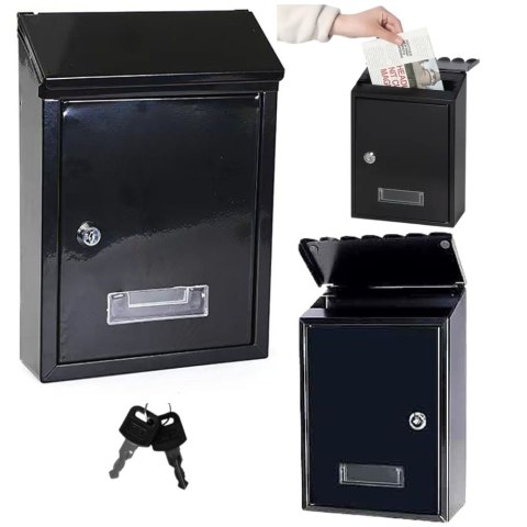 Skrzynka Pocztowa Na Listy Stal Ocynkowana Czarna 26,5x18,5x6,5cm