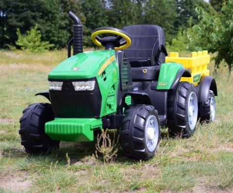 WIELKI TRAKTOR HALLO BABY Z PRZYCZEPĄ, PILOT, APLIKACJA/T990