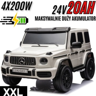 Auto na akumulator Mercedes Benz G63 AMG GIGANT XXL 4x200W 24V Biały + POWIĘKSZONY AKUMULATOR 24V20Ah