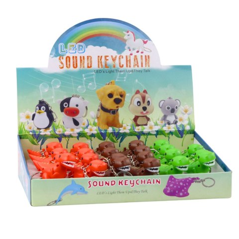 Brelok Do Kluczy Plecaka Dinozaur Latarka LED Dźwięki Mix Kolor