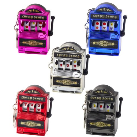 Brelok Mini Maszyna Kasynowa Slot Automat Ruchomy Drążek Mix Kolor