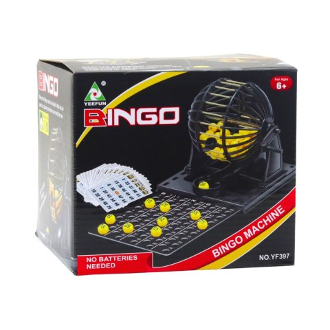 Gra Rodzinna Bingo Maszyna Losująca Klasyczna 80 Kulek 20 Kart