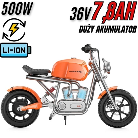 Motor Elektryczny Dla Dzieci HyperGoGo S9 do 16km/h + POMPOWANE KOŁA, LI-ON Bateria