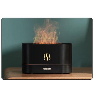 Nawilżacz Powietrza Dyfuzor Aromaterapia Efekt Ognia Kominek Czarny 180ml