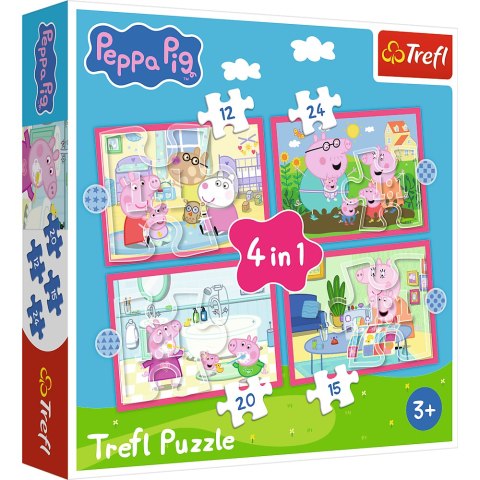 Puzzle 4w1 (12,15,20,24) - Peppa uwielbia przygody Trefl 34672
