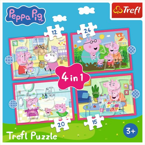 Puzzle 4w1 (12,15,20,24) - Peppa uwielbia przygody Trefl 34672
