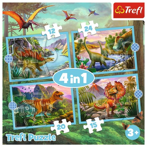 Puzzle - 4w1 (12, 15, 20, 24) - Wyjątkowe dinozaury - Trefl 34609