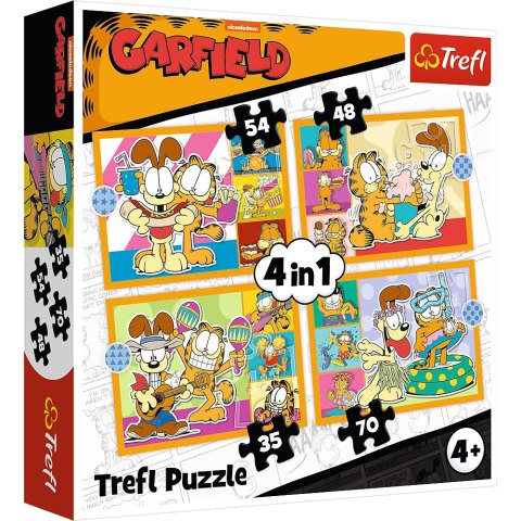 Puzzle 4w1 Garfield Kocha lasanięTrefl 34673