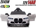 Auto Na Akumulator BMW M4 Białe 2x45W + POWIĘKSZONY AKUMULATOR 12V 14Ah