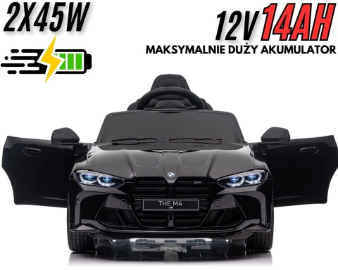 Auto Na Akumulator Bmw M4 Czarne 2x45W + 12V 14Ah POWIĘKSZONY AKUMULATOR