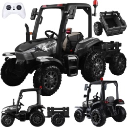 DUŻY TRAKTOR NA AKUMULATOR BLAST 4x4 Z KABINĄ PILOTEM PRZYCZEPKĄ