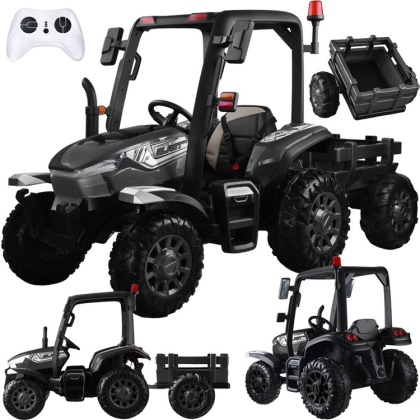 DUŻY TRAKTOR NA AKUMULATOR BLAST 4x4 Z KABINĄ PILOTEM PRZYCZEPKĄ