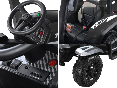 DUŻY TRAKTOR NA AKUMULATOR BLAST 4x4 Z KABINĄ PILOTEM PRZYCZEPKĄ