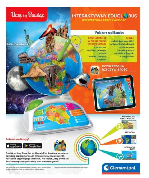 Interaktywny Edukacyjny Globus Eduglobus Clementoni 50847