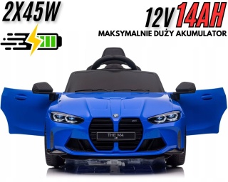 Auto Na Akumulator Bmw M4 Niebieskie 2x45W + 12V 14Ah POWIĘKSZONY AKUMULATOR