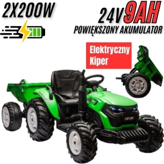 Traktor Na Akumulator HC-306 Z Przyczepą Jasno Zielony 24V