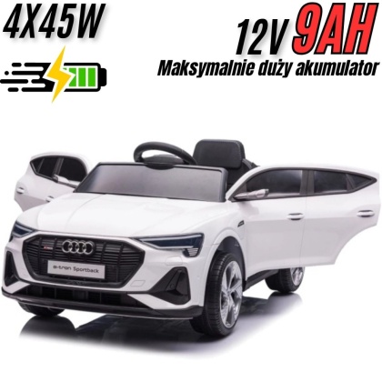 Auto na akumulator Audi E-Tron Sportback Biały 4x4 12V 9Ah - POWIĘKSZONY AKUMULATOR