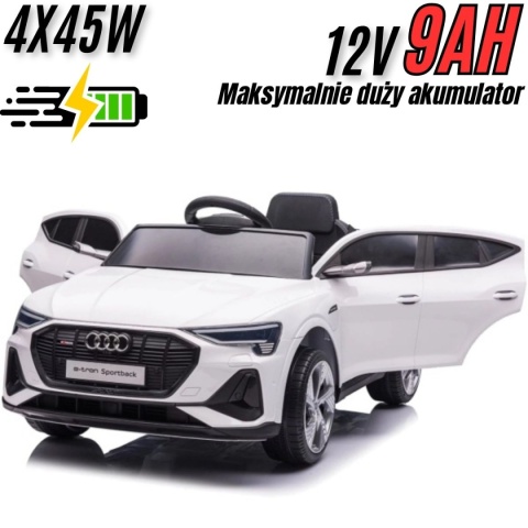 Auto na akumulator Audi E-Tron Sportback Biały 4x4 12V 9Ah - POWIĘKSZONY AKUMULATOR