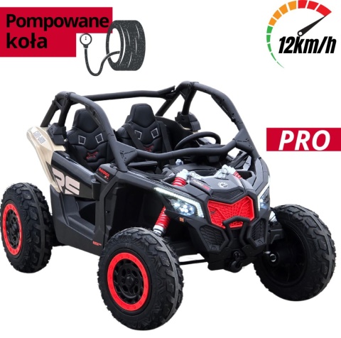 Buggy CAN-AM Maverick 3 DELUXE + Pompowane KOŁA auto na akumulator Czarny 4x200W 24V DK-CA001