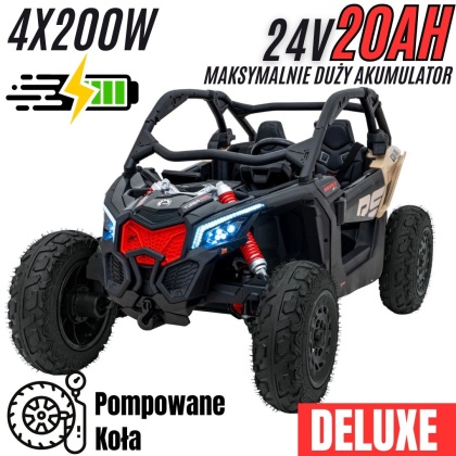 Buggy CAN-AM Maverick 3 DELUXE + Pompowane KOŁA auto na akumulator Czarny 4x200W 24V DK-CA001
