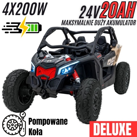 Buggy CAN-AM Maverick 3 DELUXE + Pompowane KOŁA auto na akumulator Czarny 4x200W 24V DK-CA001