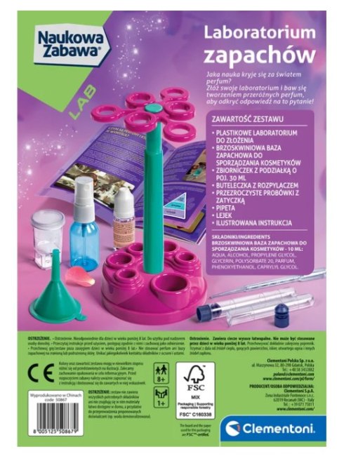 Naukowa Zabawa Zestaw Laboratorium Zapachów Perfumy Język Polski Clementoni 50867