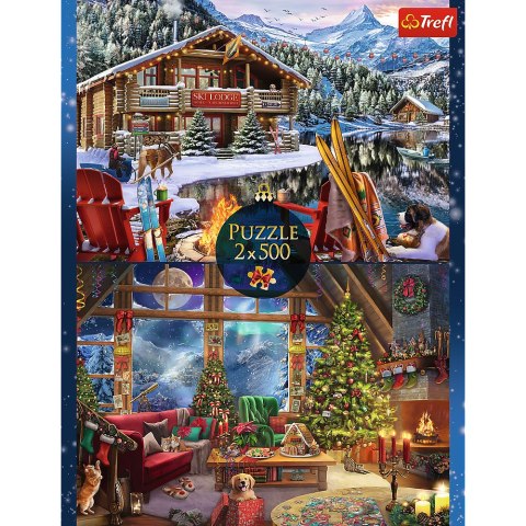 Puzzle - 2x500 XMAS - Święta w górach - Trefl 37540