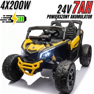 Auto Na Akumulator Buggy Can-am MAVERICK 4x200W 24V DK-CA003 Żółty + POWIĘKSZONY AKUMULATOR 24V7Ah