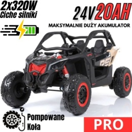 Auto na akumulator Buggy CAN-AM Maverick 3 PRO POMPOWANE KOŁA Turbo RR Beżowy 2x320W 24V 20Ah - POWIĘKSZONY AKUMULATOR