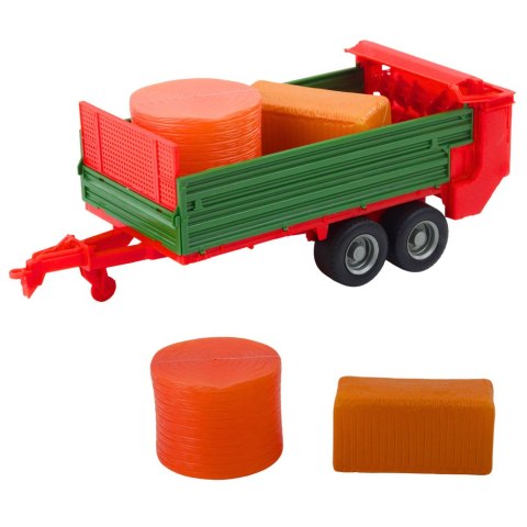 Traktor Rolniczy Farmerski Z Zieloną Przyczepą i Sianem Czerwony